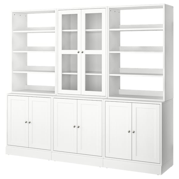 HAVSTA Storage combination w glass doors, white, 243x47x212 cm