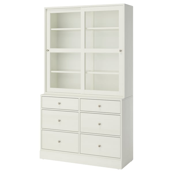 HAVSTA Storage combination w glass-doors, white, 121x47x212 cm