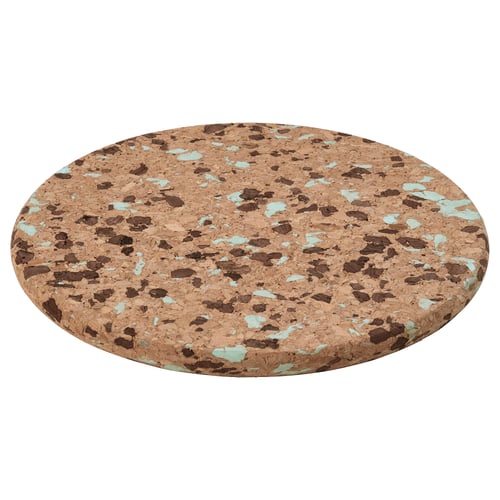 HEAT Pot stand, cork patterned/light turquoise, 19 cm