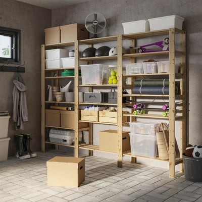 HEJNE 3 sections/shelves, softwood, 230x31x171 cm