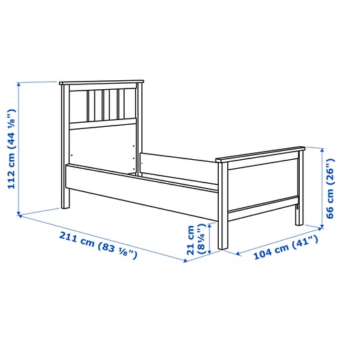 Illustration with measurements for the product: HEMNES.