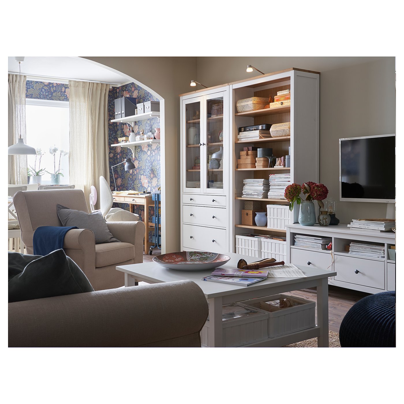 HEMNES bookcase, white stain/light brown, 90x198 cm - IKEA