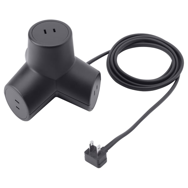 HORNFELS Extension cord, dark grey, 1.8 m