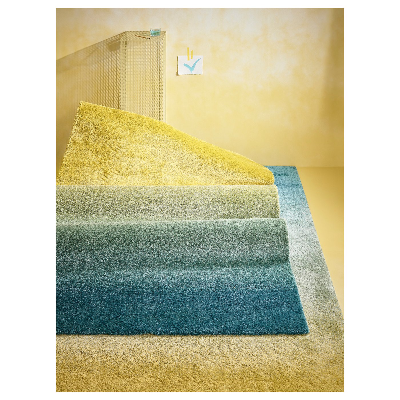 HOTELLRUM rug, high pile, blue/green yellow, 160x230 cm - IKEA
