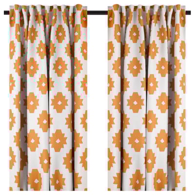 IDALENA Room darkening curtains, 1 pair, yellow, 145x250 cm