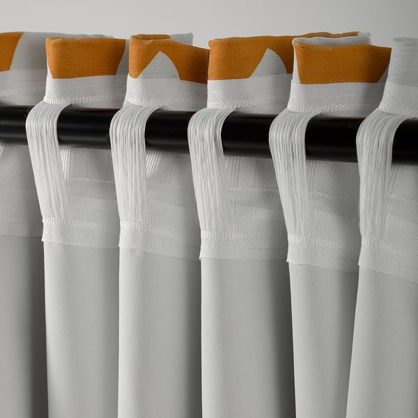 IDALENA Room darkening curtains, 1 pair, yellow, 145x250 cm