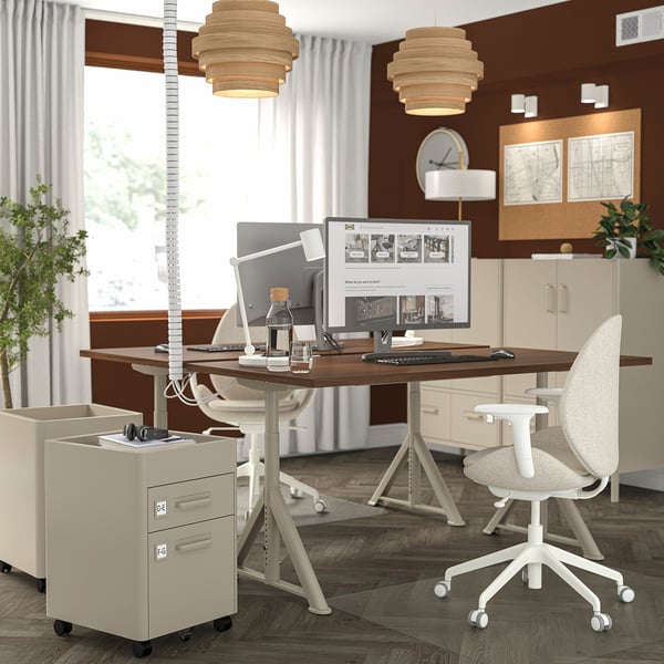 IDÅSEN Desk, brown/beige, 160x80 cm