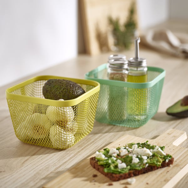 IKEA 365+ Food storage basket, metal/yellow green, 14x14x10 cm