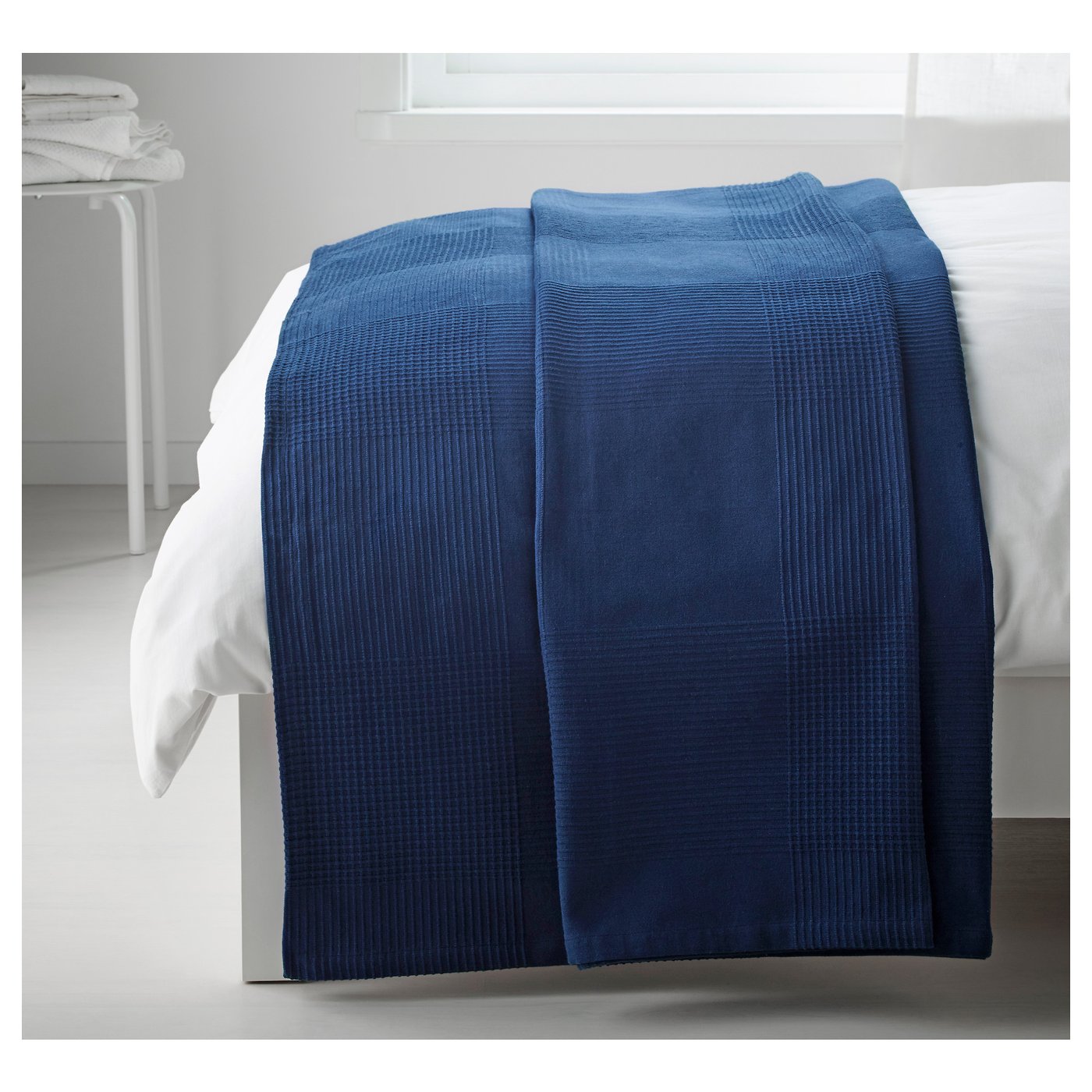 INDIRA Bedspread, dark blue, 150x250 cm IKEA