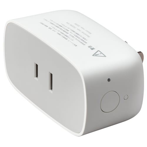 White insplning smart plug, oval, two usb ports, smooth design, plastic material.