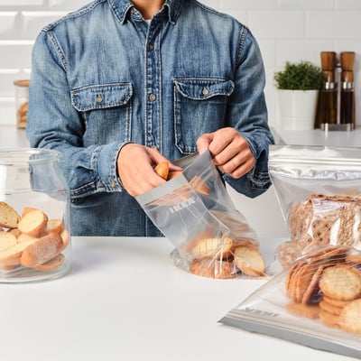 ISTAD Resealable bag, grey/white, 2.5/1.2 l