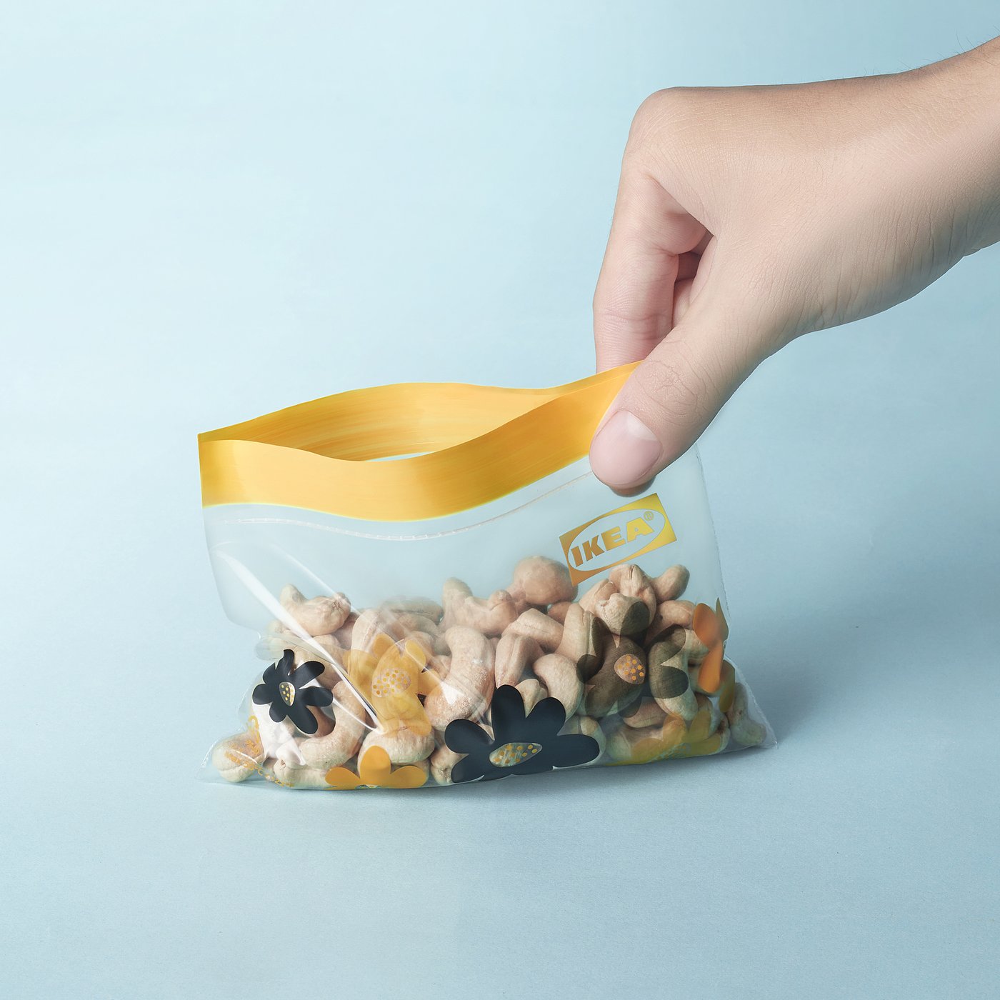 ISTAD resealable bag, patterned yellow, 0.2 l - IKEA