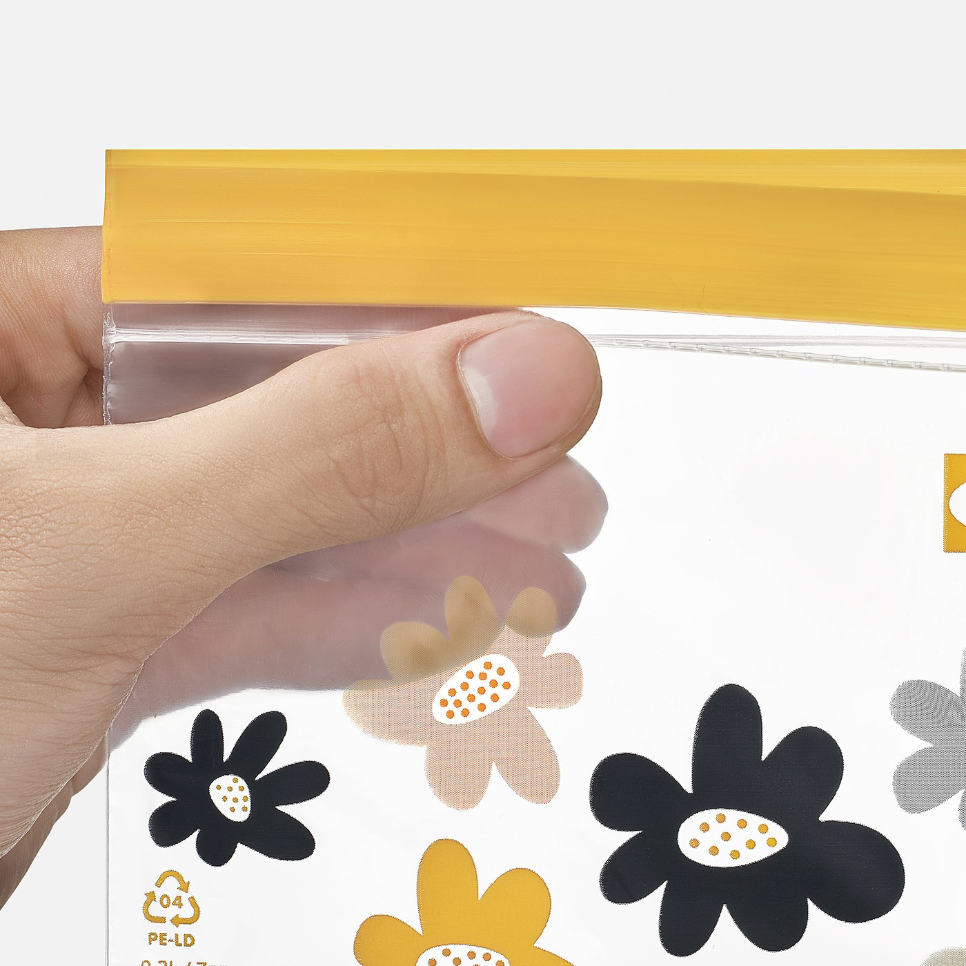 ISTAD resealable bag, patterned yellow, 0.2 l - IKEA