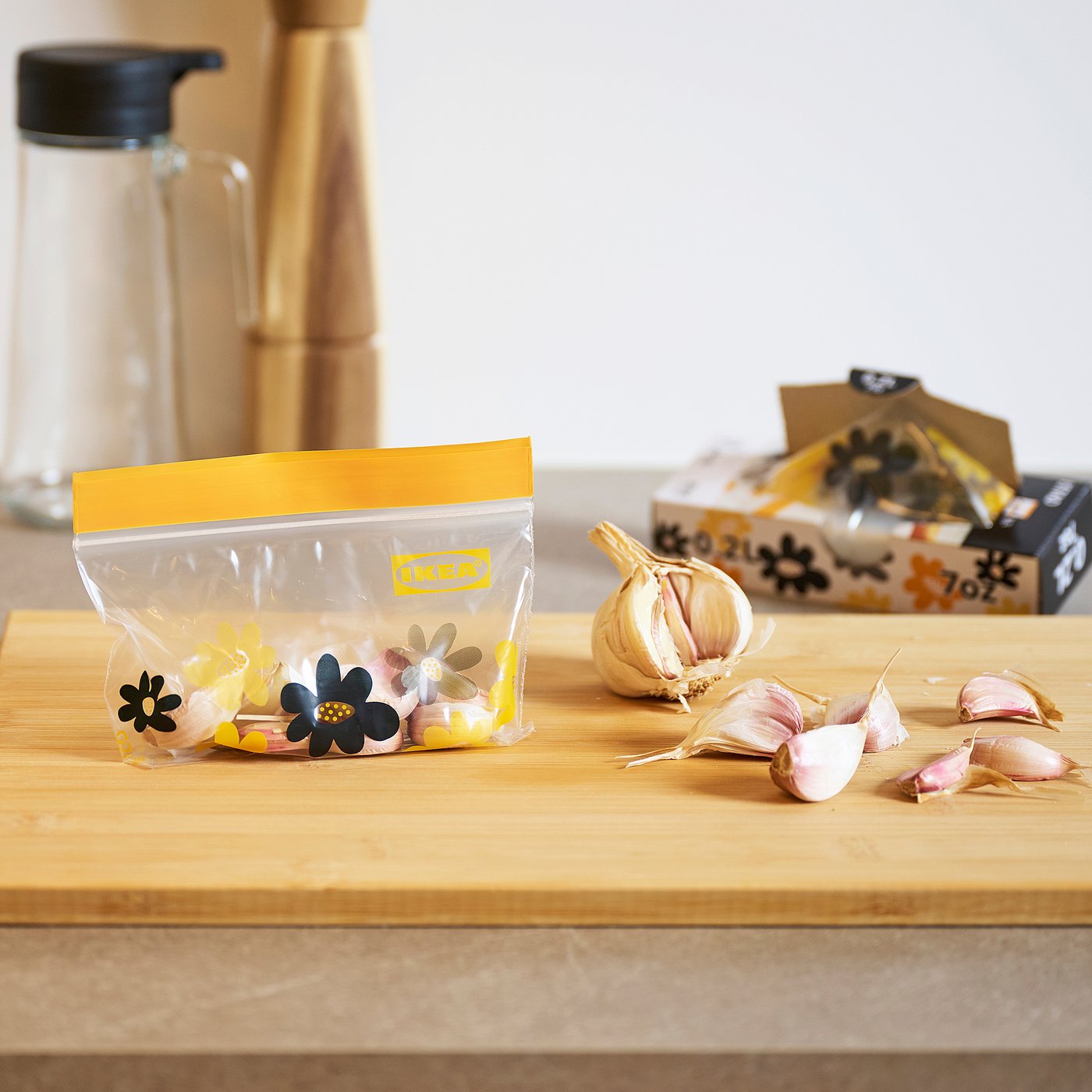ISTAD resealable bag, patterned yellow, 0.2 l - IKEA