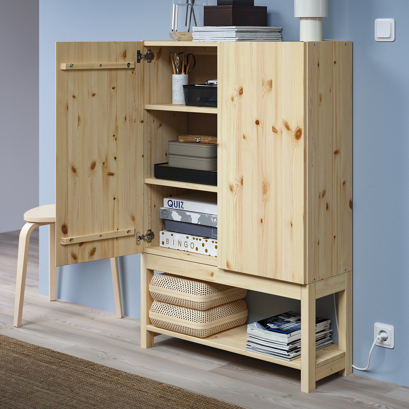 IVAR shelving unit with cabinet, pine, 80x30x120 cm - IKEA