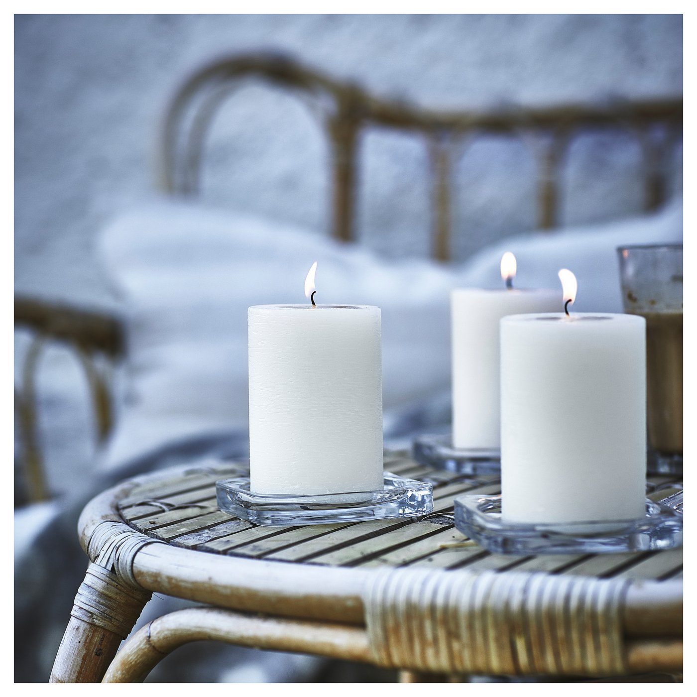 JÄMLIK scented pillar candle, Vanilla/light beige, 30 hr - IKEA