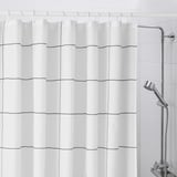 JÄMTSTARR Shower curtain, white/check, 180x200 cm