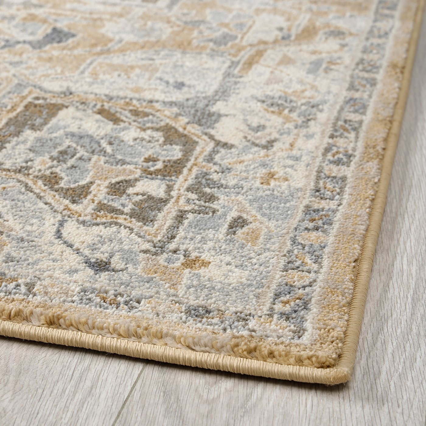 JÄRNVÄG rug, low pile, ornament pattern beige/dark beige, 133x195