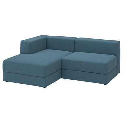 JÄTTEBO 2,5-seat mod sofa w chaise longue, left/Axvall dark grey-blue