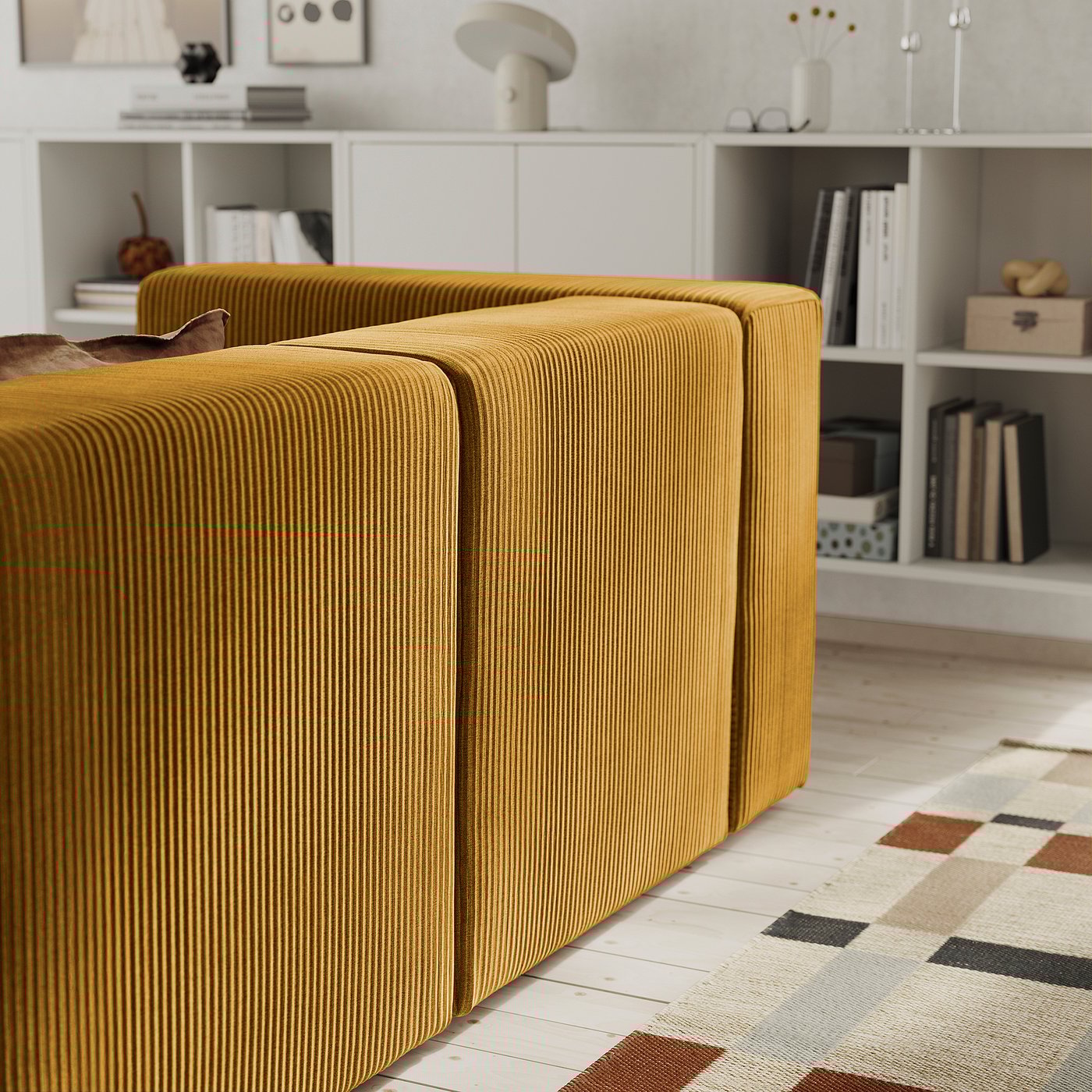 JÄTTEBO 3-seat modular sofa, Samsala yellow-brown - IKEA