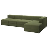 JÄTTEBO 4,5-seat mod sofa w chaise longue, right/Samsala dark yellow-green