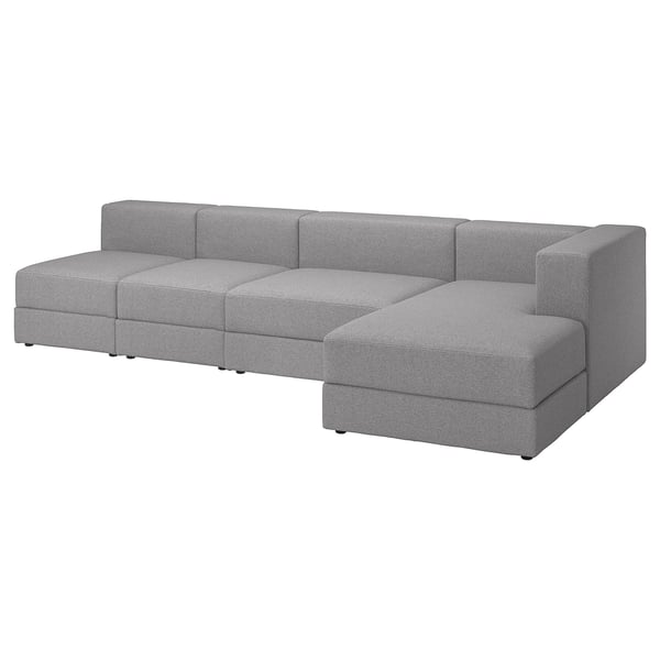 JÄTTEBO 4,5-seat mod sofa w chaise longue, right/Tonerud grey