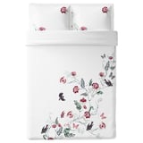 JÄTTELILJA Duvet cover and 2 pillowcases, white/floral patterned, 200x200/50x60 cm