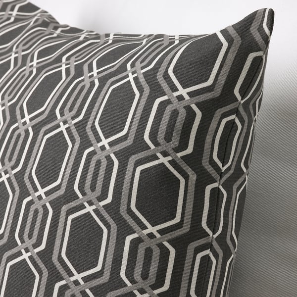 JÄTTEPOPPEL Cushion cover, dark grey/white, 50x50 cm