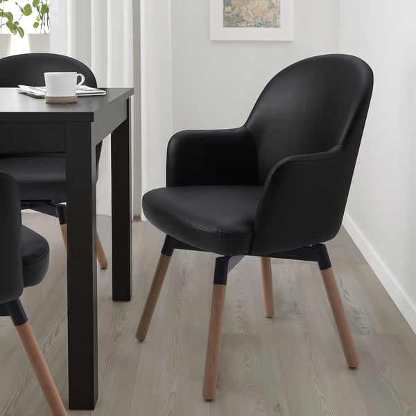 JANOLOF Swivel armchair, Bomstad black