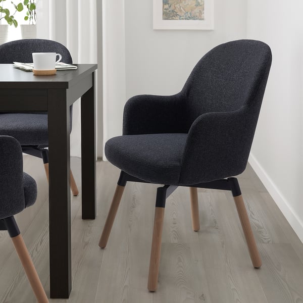 JANOLOF Swivel armchair, Gunnared dark grey