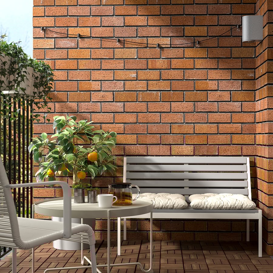 JOLPEN 2seat sofa, outdoor, white/grey/Kuddarna beige IKEA