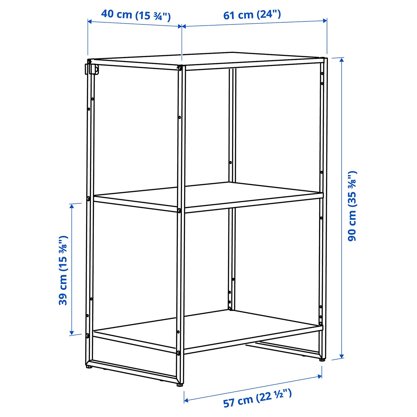 JOSTEIN shelving unit, in/outdoor/metal white, 61x40x90 cm - IKEA