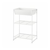 JOSTEIN Shelving unit with container, in/outdoor/wire white, 61x40x90 cm