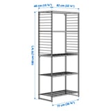 JOSTEIN Shelving unit with grid, in/outdoor/wire white, 82x40x180 cm
