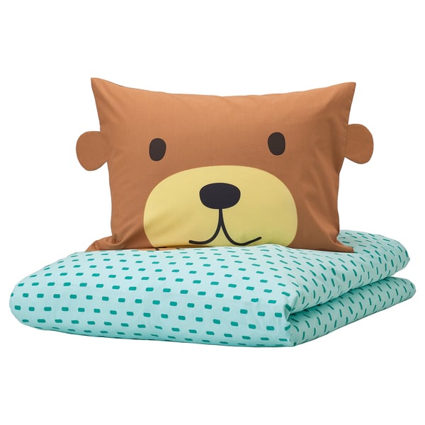 Kapphast Quilt Cover And Pillowcase Bear Turquoise Ikea
