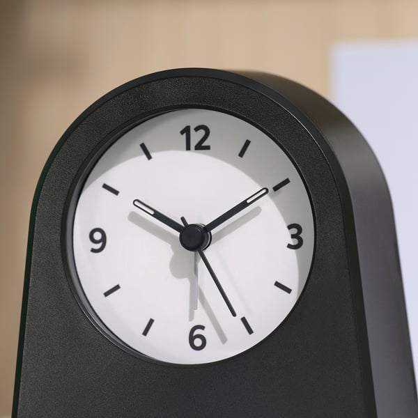 KÄRRSÅNGARE Alarm clock, black, 11x7x11 cm