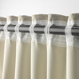 KALAMONDIN Room darkening curtains, 1 pair, beige/with heading tape, 145x178 cm