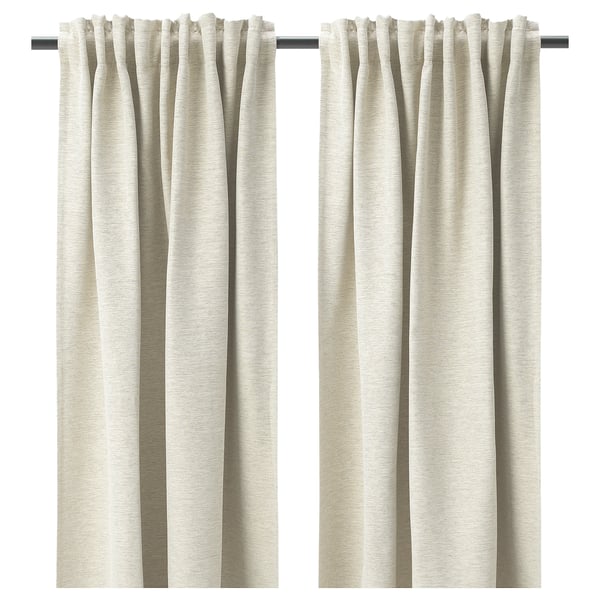 KALAMONDIN Room darkening curtains, 1 pair, beige/with heading tape, 145x178 cm