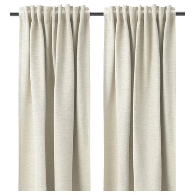 KALAMONDIN Room darkening curtains, 1 pair, beige/with heading tape, 145x178 cm