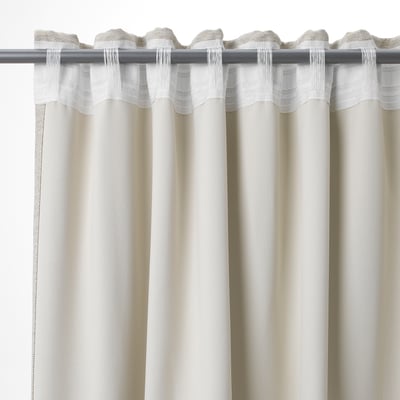 KALAMONDIN Room darkening curtains, 1 pair, beige/with heading tape, 145x200 cm