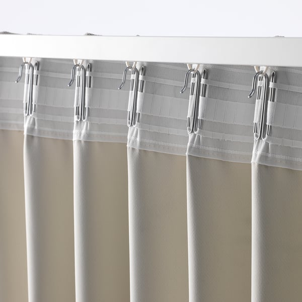KALAMONDIN Room darkening curtains, 1 pair, beige/with heading tape, 145x178 cm
