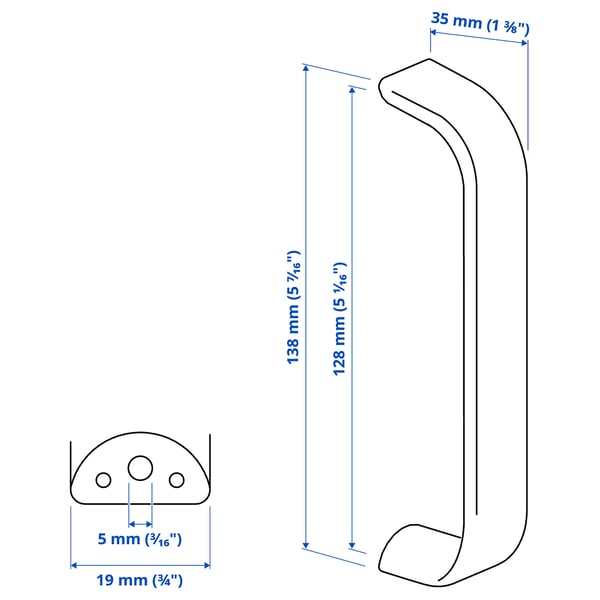 KALERUM Handle, stainless steel colour, 138 mm