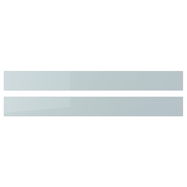 KALLARP Drawer front, high-gloss light grey-blue, 90x10 cm