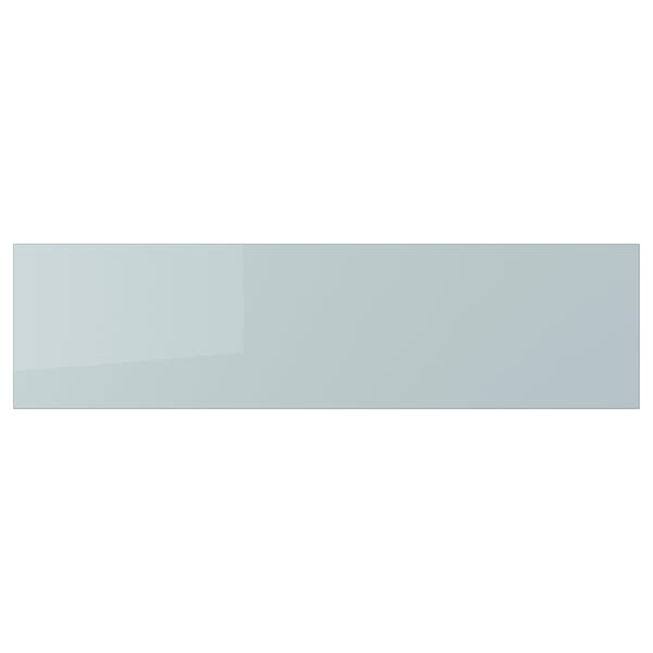 KALLARP Drawer front, high-gloss light grey-blue, 75x20 cm