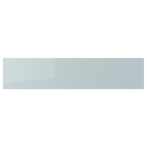 KALLARP high-gloss grey-blue kitchen drawer, sleek rectangular design, durable recycled plastic.