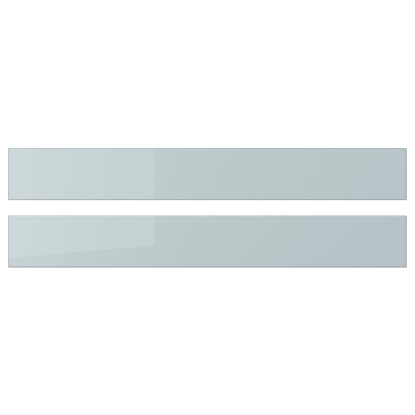 KALLARP Drawer front, high-gloss light grey-blue, 75x10 cm
