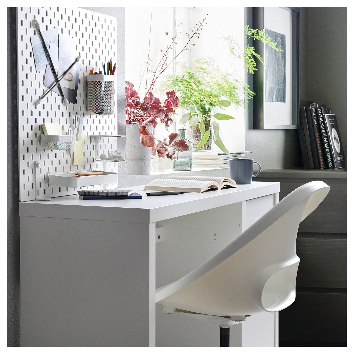 KALLAX / LOBERGET desk and chair, white - IKEA