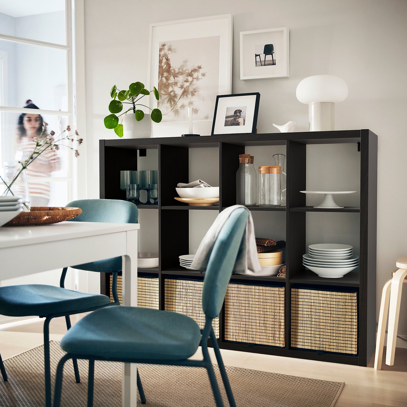 KALLAX shelving unit, black-brown, 112x147 cm - IKEA