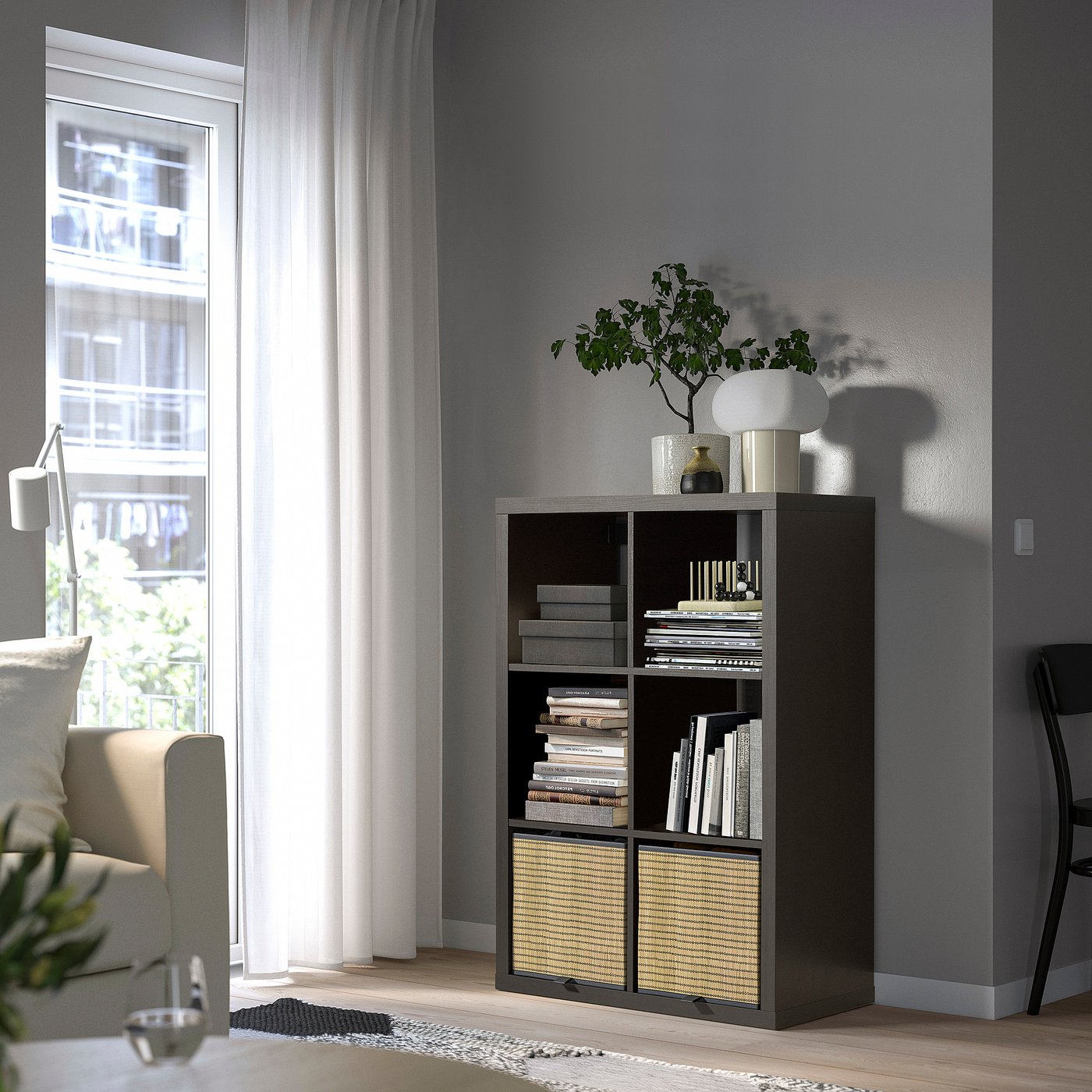 KALLAX shelving unit, black-brown, 77x112 cm - IKEA