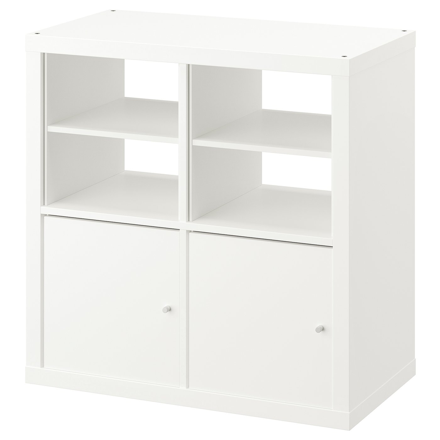 KALLAX shelving unit, with 2 doors/with 2 shelf inserts white